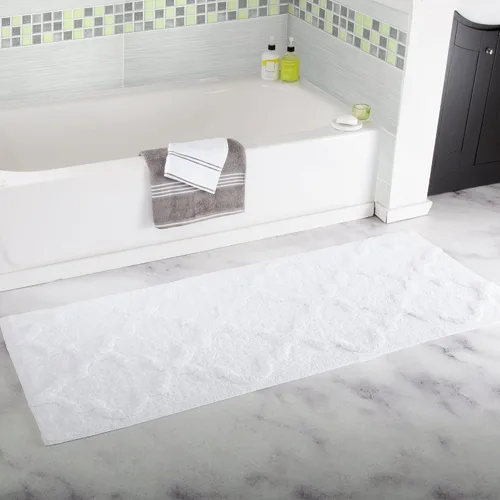 Vista 9 de Bedford Home Tapete de baño con enrejado 100% algodón, 24 x 60 pulgadas, color hueso Beige