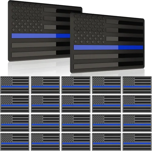 Vista 16 de Calcomanías de Emblema de Bandera Americana Completamente Negra de Metal 3D en Relieve (1 Par), Calcomanías de Coche de Bandera de EE.UU. negro