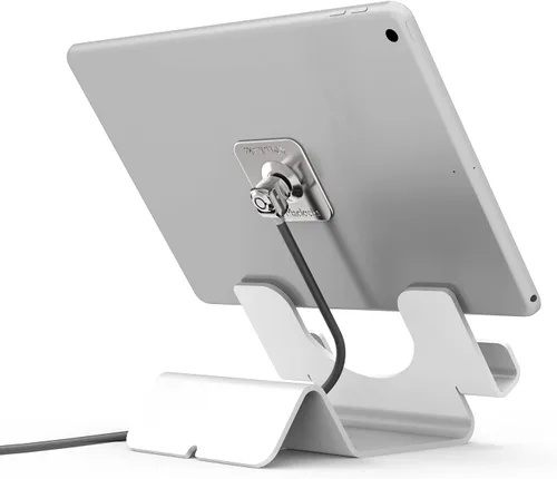 Vista 3 de Maclocks CL12UTHWB Soporte universal de seguridad para tableta con bloqueo de cable de seguridad y placa (blanco)