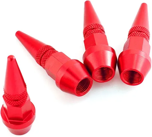 Vista 5 de Abfer Tapas Rojas para Neumáticos de Coche Tapas de Válvula con Espiga Larga Cubierta de Presión Accesorios que se Ajustan a la Mayoría de Vehículos