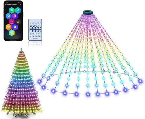 Vista 8 de Luces de árbol de Navidad, 200 luces LED multicolor inteligentes, control