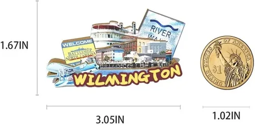 Vista 3 de Imán de Wilmington para nevera de madera 3D, monumentos de viaje, coleccionables, recuerdos, decoración hecha a mano