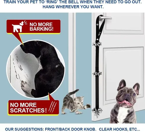 Vista 2 de Juego de 4 timbres para perros para entrenamiento de orinal. Elección perfecta para la comunicación con tu cachorro/perro/mascotas. Longitud