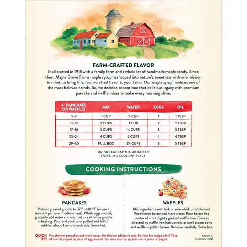 Vista 6 de Maple Grove Farms Mezcla de panqueques y waffles, suero de leche y miel, 24 onzas