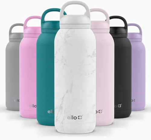 Vista 48 de Ello Cooper Twist - Botella de agua de acero inoxidable de 32 onzas con tapa para beber A prueba de fugas Doble pared y aislada al vacío Asa