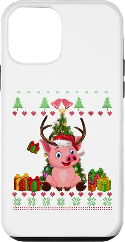Vista 12 de iPhone 14 Funny Reinder Pig Lovers Santa hat Ugly Christmas Sweater Case