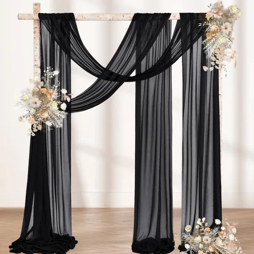 Vista 14 de MLMW Tela de Drapeado para Arco de Boda 2 Paneles 29" x 20 Pies Rosa Pascua Transparente Cortinas de Telón de Fondo para Arco de Boda Cortina al