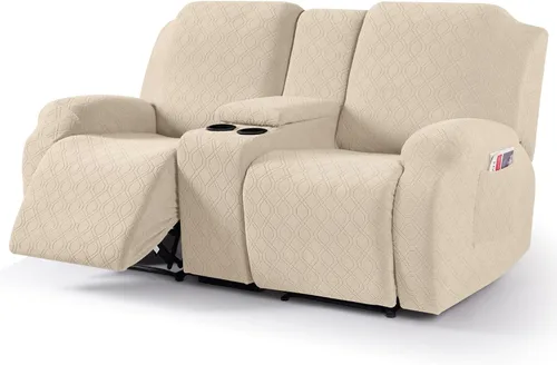 Vista 12 de VANSOFY Funda para sofá reclinable con consola central elástica, funda reclinable para sofá de terciopelo para 2 asientos, funda para sofá