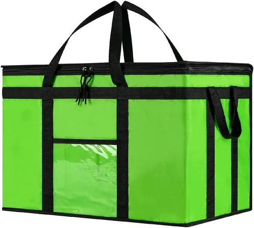 Vista 48 de NZ home Bolsa térmica XXL aislada y calentador de alimentos para entrega y compras de comestibles con parte superior con cremallera, color negro