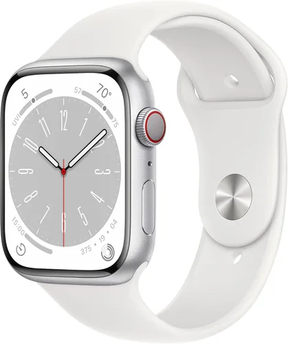 Vista 23 de Apple Watch Series 8 [GPS, 41 mm] - Caja de aluminio plateado con correa deportiva blanca, M/L (renovado)