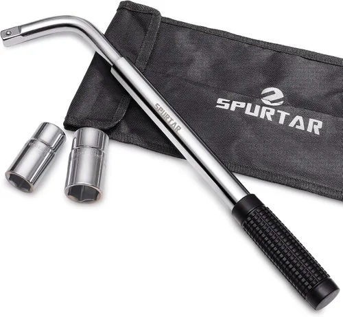Spurtar Llave de rueda telescópica extensible con abrazadera de rueda, llave de tuerca de rueda, herramientas de reparación de neumáticos, removedor
