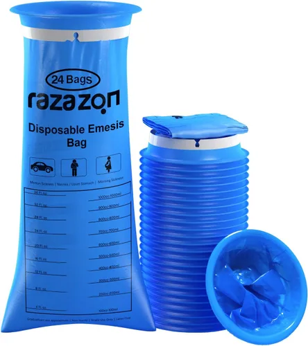 Bolsas de vómito desechables de grado médico para adultos, paquete de 24 unidades, resistentes a fugas, portátiles, bolsas de Emesis, bolsas