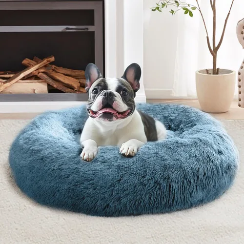 Vista 58 de JOLLYVOGUE Cama Calmante para Perros Pequeños - Cama para Perros Pequeños en Forma de Dona Lavable de 23 Pulgadas para Gatitos y Cachorros, Camas