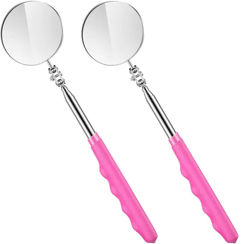 Vista 11 de Copkim 2 piezas de espejos de inspección telescópicos, herramienta de espejo de mecánicos con mango largo, espejo extendible redondo en un palo
