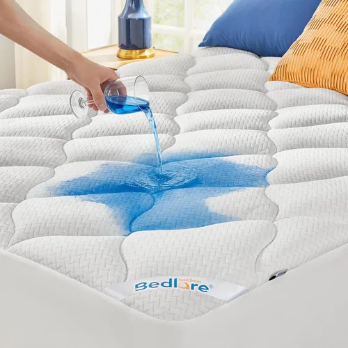 Vista 9 de BEDLORE Protector de colchón impermeable tamaño Queen, acolchado con bolsillo profundo de 6 a 18 pulgadas, protector de colchón transpirable