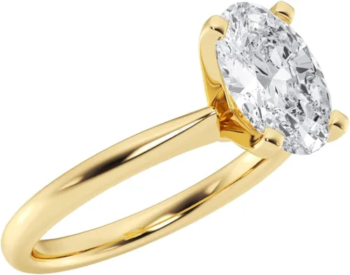 Vista 3 de Customize Jewels IGI 1 2 3 4 5 Carat White Oval Excellent Beautiful Lab Created Diamond Petite Solitaire Engagement Ring In 14k Yellow Gold For