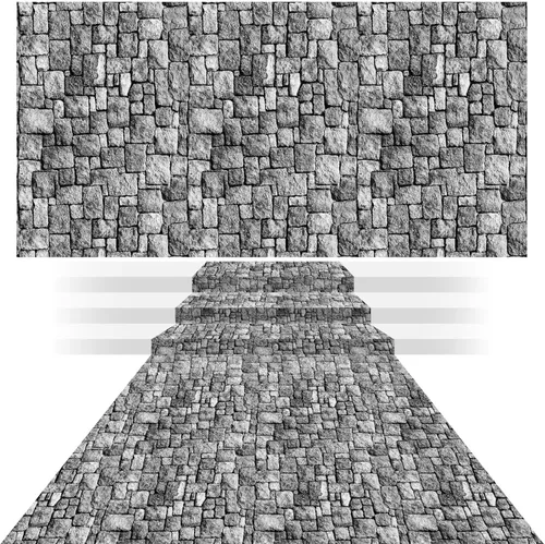 Vista 9 de Irenare Manteles de pared de piedra de Halloween, castillo medieval, suministros de decoración de fiesta, mantel desechable de plástico con piedra