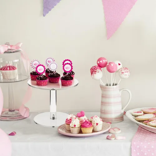 Vista 6 de Soporte acrílico para tartas, soportes redondos para mesa de postre, soporte transparente para cupcakes para fiesta de cumpleaños, soporte elevador