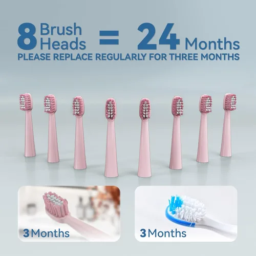 Vista 2 de 7AM2M Sonic Electric Toothbrush for Adults and Kids- High Power Rechargeable Toothbrushes with 8 Brush Heads,5 Adjustable Modes, Built-in 2-Minute