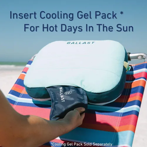 Vista 6 de Ballast - Almohada inflable cómoda, duradera y compacta, se mantiene en playas ventosas gracias a la bolsa de arena patentada, para playas