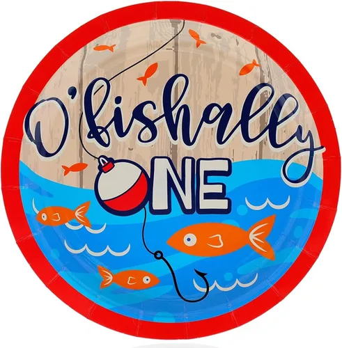 Vista 2 de BLUE PANDA Platos de papel de 7 pulgadas, multicolor, paquete de 80 platos de postre para decoraciones de fiesta de primer cumpleaños