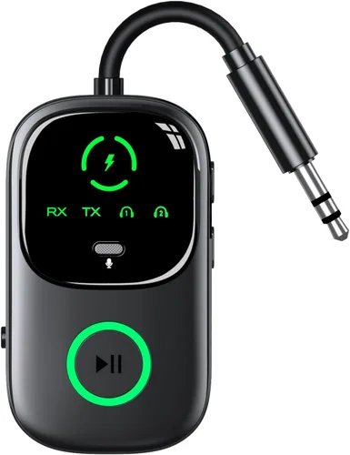 LED Display 2 in 1 Bluetooth 6.0 Transmitter Receiver 3.5mm AUX Jack RCA Wireless Audio Adapter Dongle for Airpods Headphones TV Airplane Flight Car