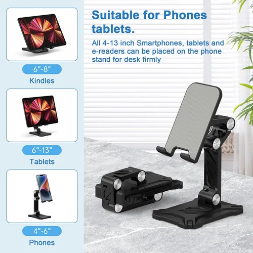 Vista 3 de Soporte de teléfono plegable para Samsung Galaxy S26 S25 Ultra Plus S23 S24 A14 A54 5G A15 A13 A53 S22 S21 FE S20 A03s A23, iPad iPhone 16 15