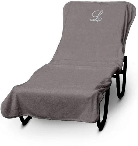 Vista 6 de Funda de lujo para tumbona de piscina con monograma de Hotel y Spa, bordado con letras en bloque - Extra absorbente 100% algodón turco - Rizo suave