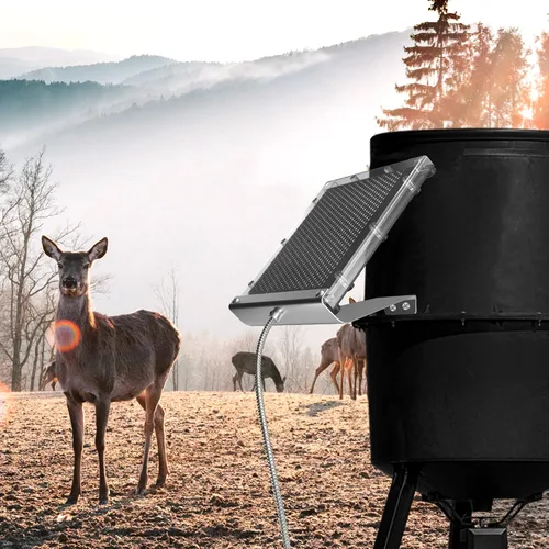 Vista 8 de POWOXI Panel solar para alimentador de ciervos 6V 1.5W cargador de batería solar impermeable con soporte de montaje clip cocodrilo alimentadores