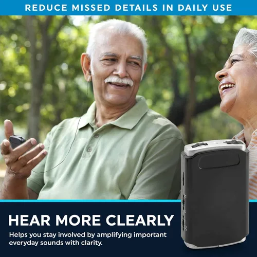 Vista 7 de Amplificador de sonido personal recargable – Paquete de 2, ligero y compacto sonido de bolsillo, dispositivo auditivo de audio con reducción