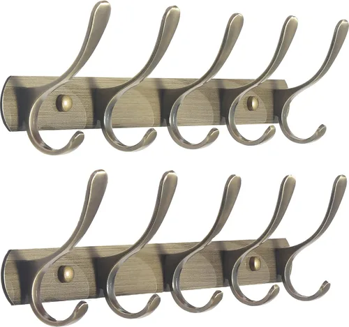 Vista 11 de SKOLOO Perchero de pared moderno, perchero de pared de metal con 5 ganchos, resistente riel de pared para colgar abrigos, chaquetas, ropa, Negro