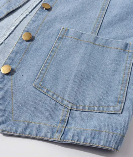 Vista 7 de Ladyful Chaleco de mezclilla sin mangas con cuello en V y botones para mujer