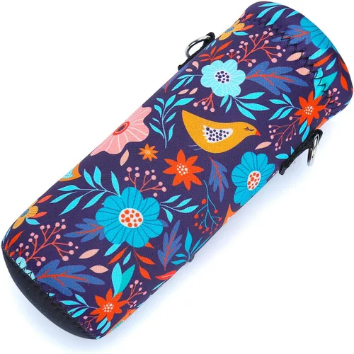 Vista 5 de AMARY Bolsa de neopreno para botella de agua de 33.8 fl oz con correa ajustable para el hombro, cubierta aislada para botellas de acero Aves