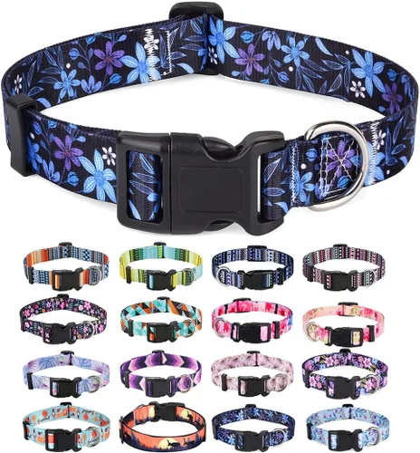 Vista 53 de Mihqy - Collar de perro, patrones geométricos florales, tribales, bohemios, collar de estilo étnico, suave y ajustable, para perros pequeños