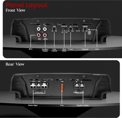 Vista 3 de Lanzar Amplificador de audio para coche, amplificador monobloque, 1 canal, 3,000 vatios, 2 ohmios, MOSFET, entrada RCA, refuerzo de graves