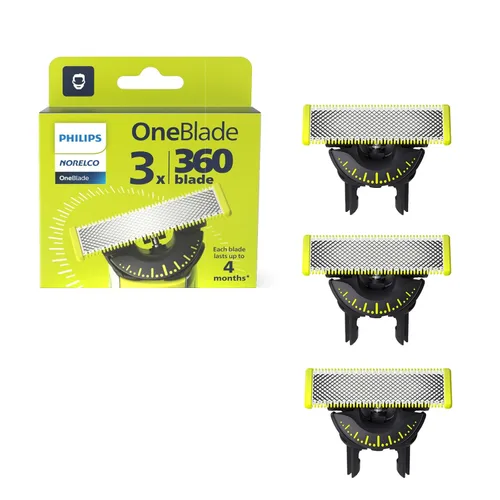 Vista 11 de Philips Norelco OneBlade 360 Hojas de Reemplazo, para Afeitadora y Cortadora Eléctrica OneBlade, Acero Inoxidable Duradera, Recorta, Bordea