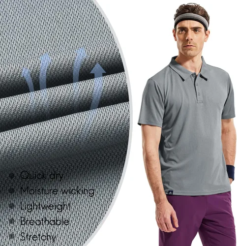 Vista 4 de Haimont Camisas polo de golf para hombre, ajuste seco, manga corta y larga, camisas de poliéster con cuello de 3 botones