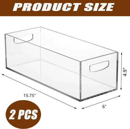 Vista 2 de Frcctre Paquete de 2 cajas de almacenamiento acrílicas para DVD/CD, estuche transparente para DVD con asas, contenedor de almacenamiento apilable