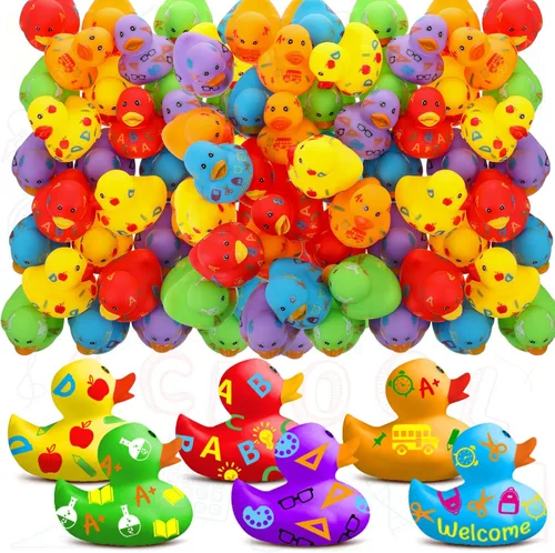 Lenwen 48 patos de goma de Navidad de 2 pulgadas, regalos de fiesta a granel para cumpleaños, baby showers, accesorios de Navidad, Halloween, fiesta