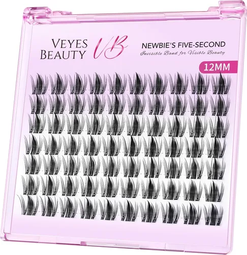 Vista 12 de VEYESBEAUTY Extensiones de Pestañas en Racimo Banda Delgada e Invisible DIY Pestañas Postizas Individuales Serie de Cinco Segundos