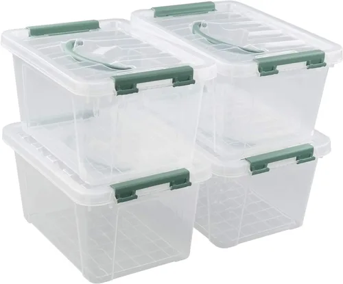 Paquete de 4 cajas de almacenamiento transparentes de 6 cuartos de galón, contenedores de plástico con tapas