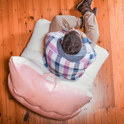 Vista 22 de Big Joe Roma Puf, Sherpa de avena y grafito, gamuza vegana, 3 pies