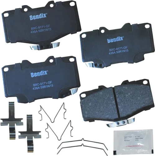 Vista 244 de Pastillas de Freno Delanteras Cerámicas Bendix Priority1 CFC430A para Modelos Selectos INFINITI G35, I30, Nissan 350Z, Altima, Juke, Maxima, Sentra