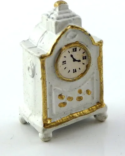Vista 2 de Melody Jane Dollhouse White & Goldl Mantle - Reloj de carruaje en miniatura, accesorio para sala de estar