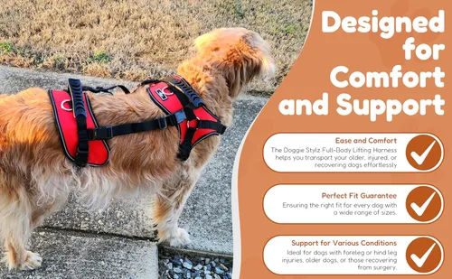 Vista 4 de Doggie Stylz Arnés de elevación multifuncional para todo el cuerpo para perros, diseñado para elevación de perros solo en la parte delantera, solo