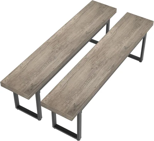 Vista 11 de STHOUYN Par de 2 bancos de comedor de 59 pulgadas para 6-8 personas, bancos de mesa de cocina de interior de granja, banco de cama, banco industrial