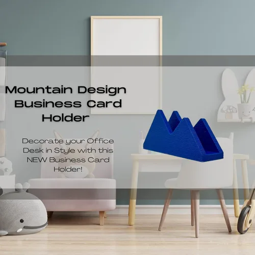 Vista 2 de Chatelet Mountain Silhouette Design - Soporte para tarjetas de visita Exhibe con estilo tarjetas de visita y decora escritorios de oficina (azul)
