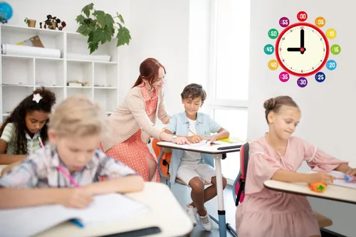 Vista 3 de D24TIME Juego de 34 tablones de anuncios de Telling Time, reloj decorativo para niños que aprenden a decir la hora, decir la hora, práctica