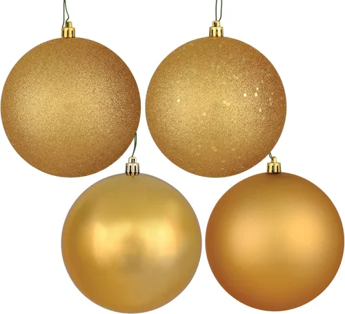 Vista 19 de Vickerman Adorno de bola de oro antiguo de 6 pulgadas con 4 acabados, 4 por caja
