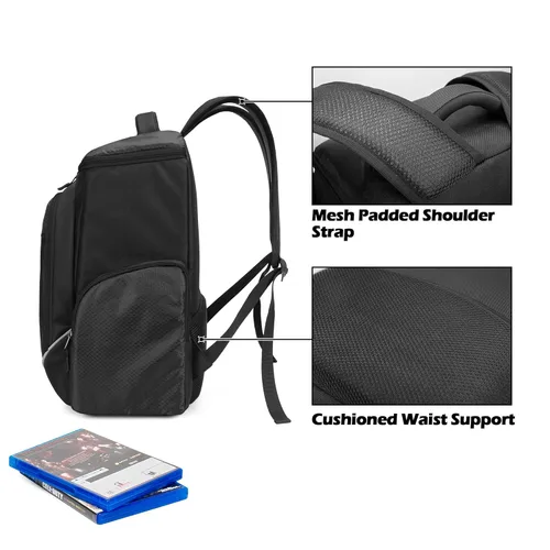 Vista 4 de Trunab Gaming Console Backpack Compatible with PS5PS4PS4 ProPS4 SlimXbox OneXbox One XXbox One S, Travel Carrying Bag with Multiple Pockets for 15.6